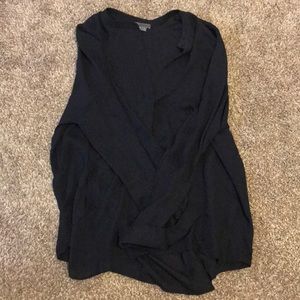 Vince Silk Pocket Front Blouse (Sapphire)